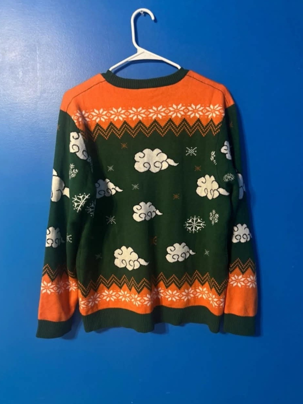 Men's Green and Orange Holiday Knit Sweater